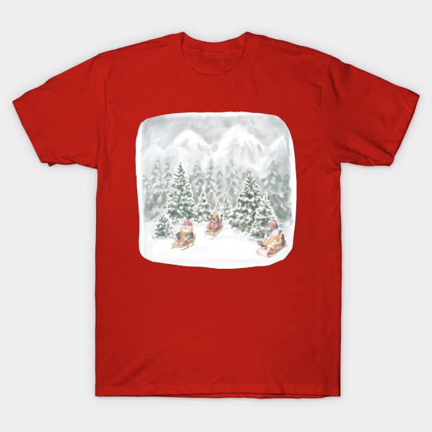 winter holidays with cute animals T-Shirt by waltzart